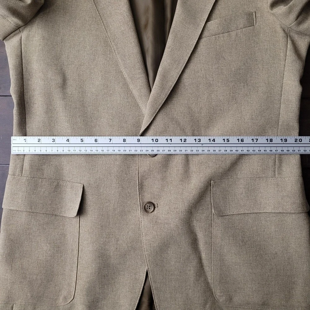 Vtg Levis Tan Action Suit Sport Coat Blazer 42L Sta-Prest Classic 80s Neutral